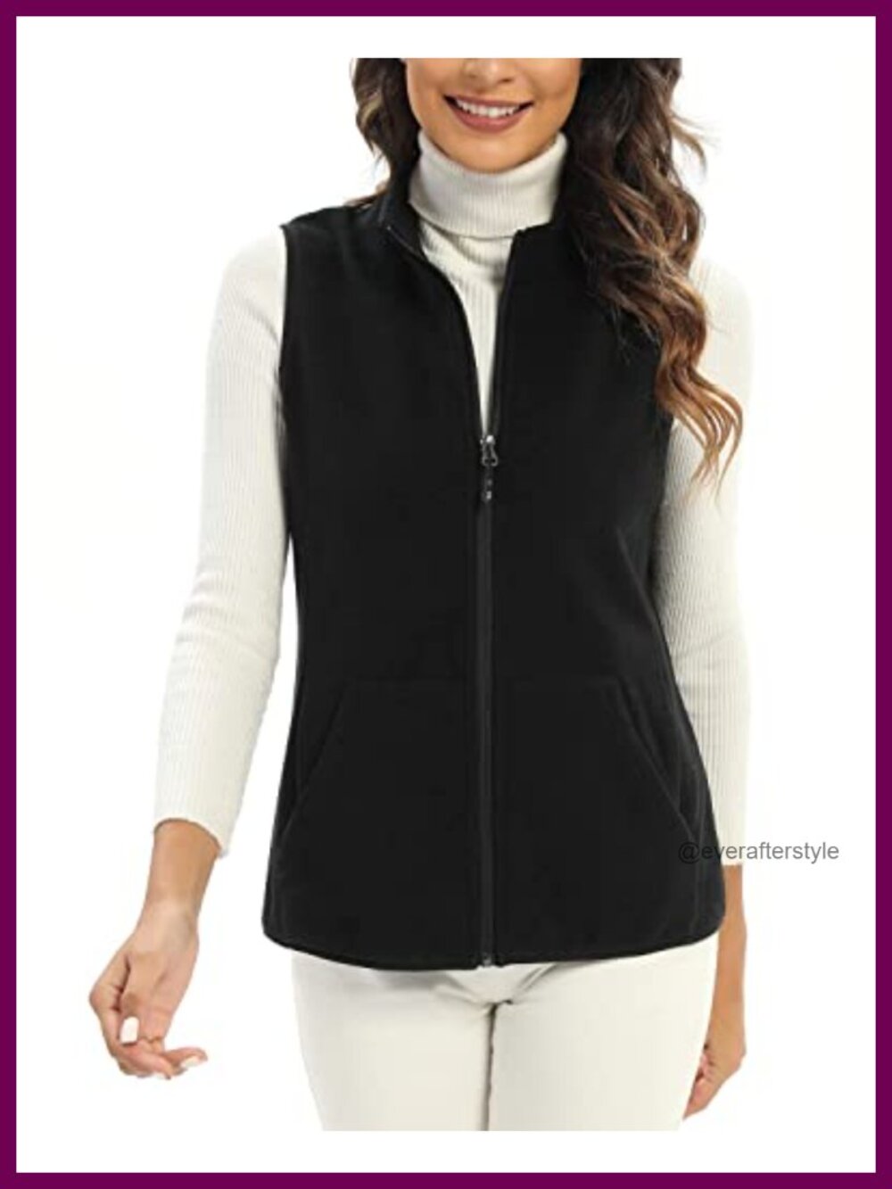 Women's Fleece Vest with 6 Pockets Lightweight Sleeveless Zip Up